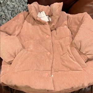 Hipster Padded Corduroy Jacket with High Collar
